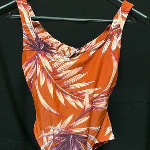 Orange one piece bathing suit